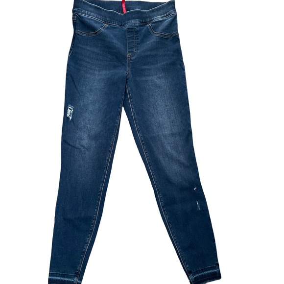 Spanx Blue Jeans Distressed Pull On Sz Med 29”wX27”l - Picture 1 of 7